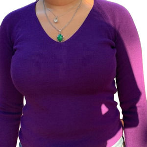 Purple V Neck Banana Republic Sweater Merino Wool